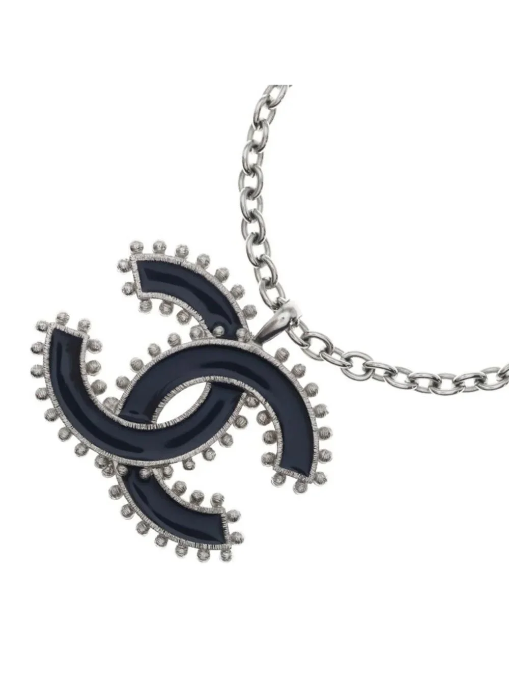 Chanel CC Logo Chain Necklace Silver